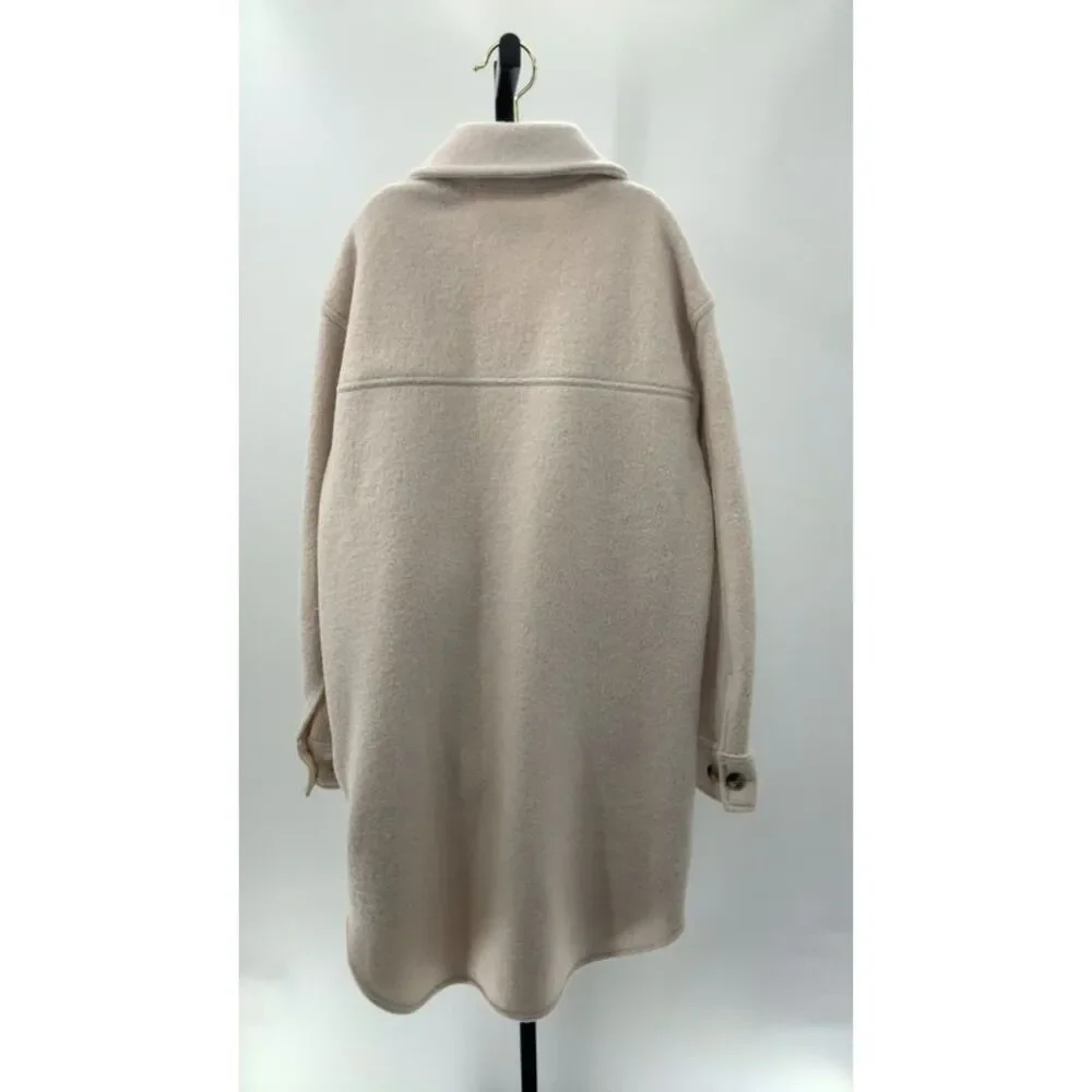 Quince Womens 100% Merino Wool Long Shirt Jacket Heather Bone S - Picture 2 of 2